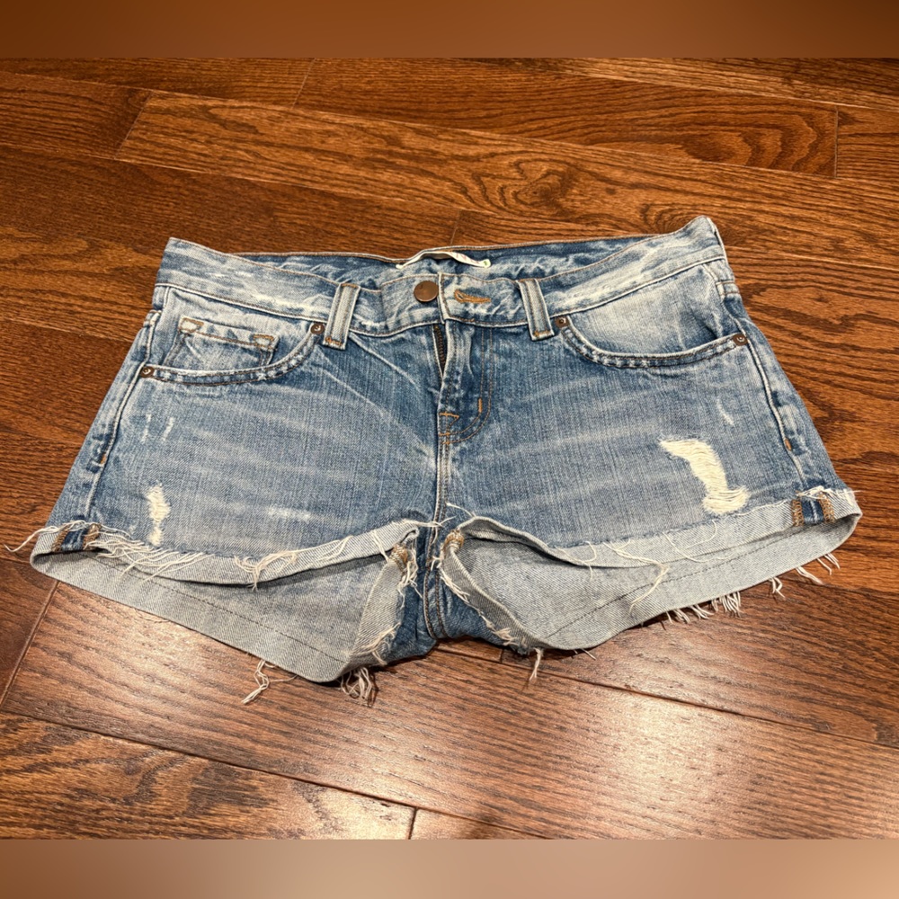 J Brand cuffed distressed denim shorts - size 25